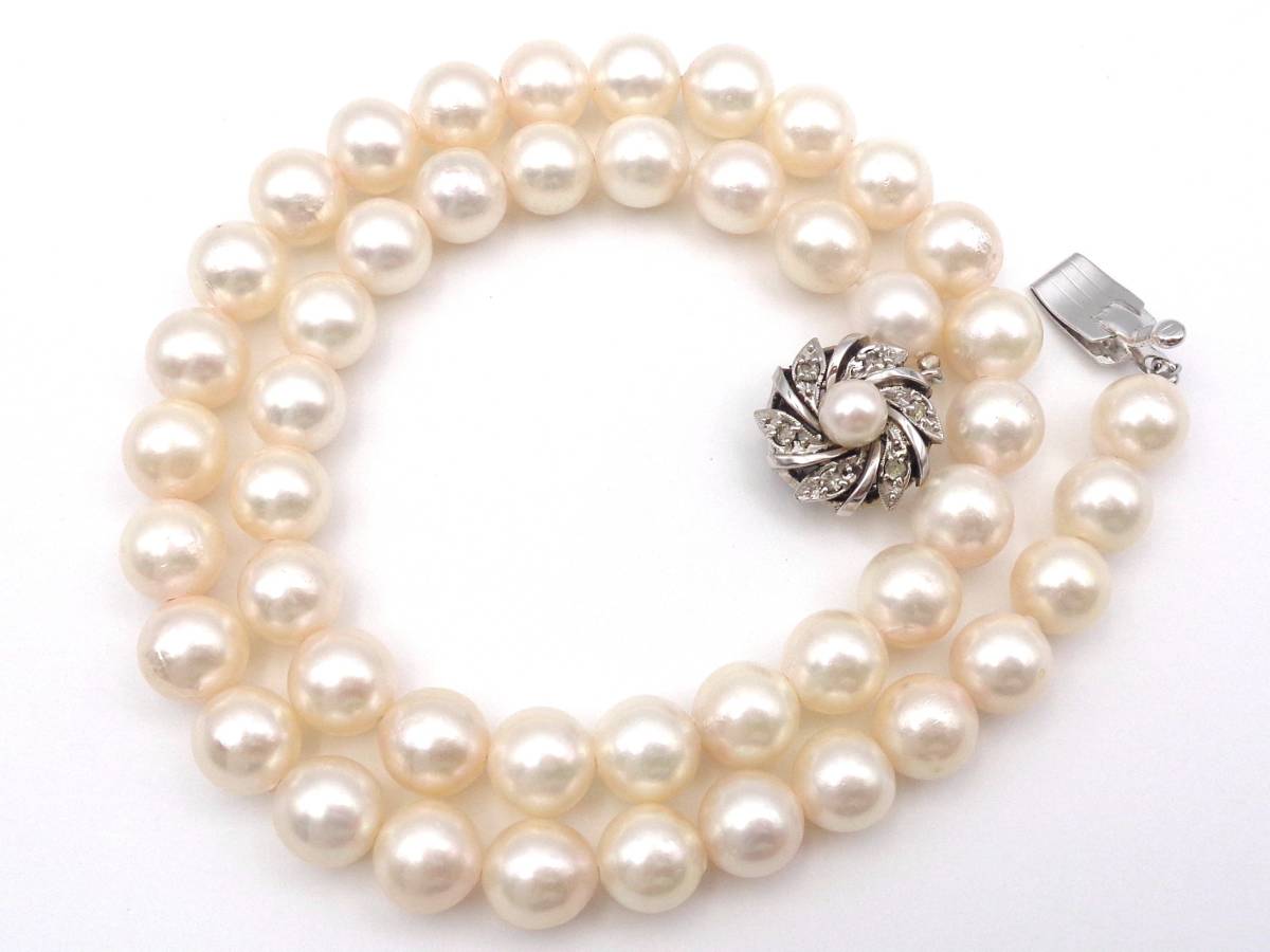 ape268○SV金具 アコヤ真珠/パール ネックレス 約8.5mmから約9.0mm 