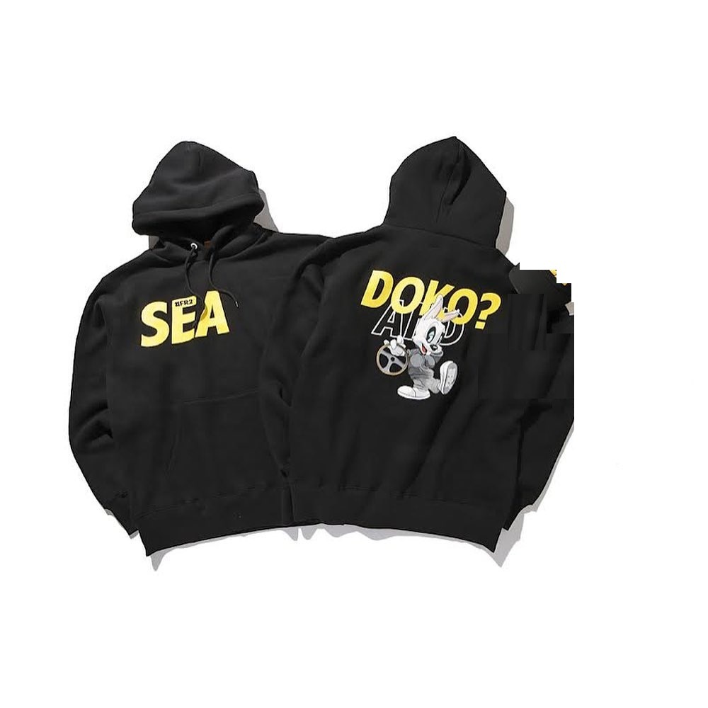 【新品】 FR2 DOKO WIND AND SEA パーカー 黒 XL …コラボ ウィンダンシー フーディー tシャツ トレーナー ヒステリックグラマー キムタク AND WIND SEA の トップス パーカーXL