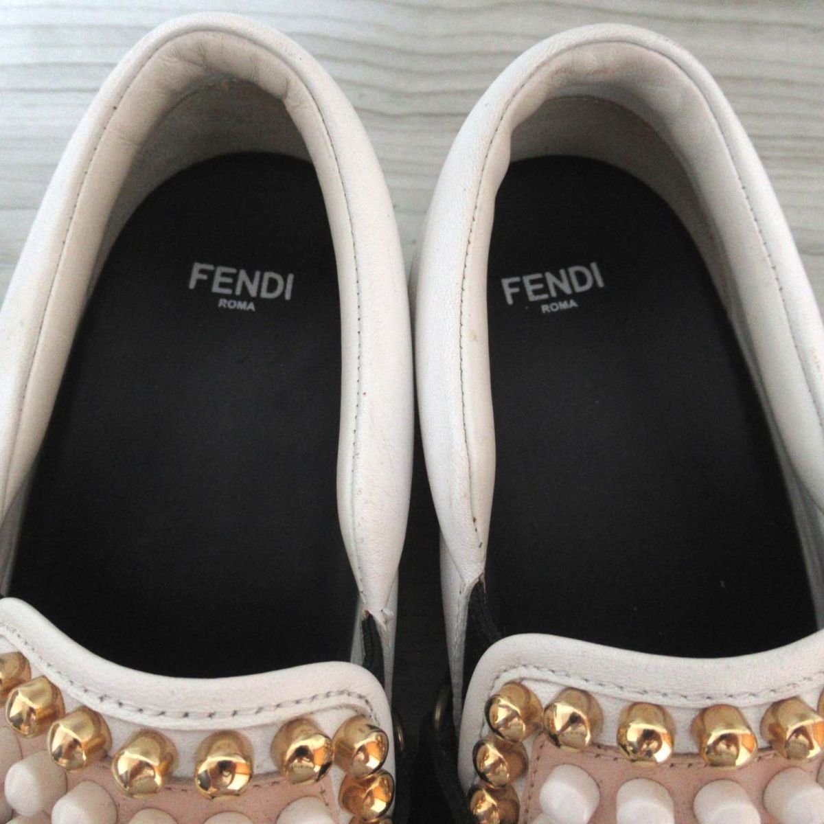 良品 FENDI フェンディ 8E 6005 KARLITO スタッズ カリート レザー 