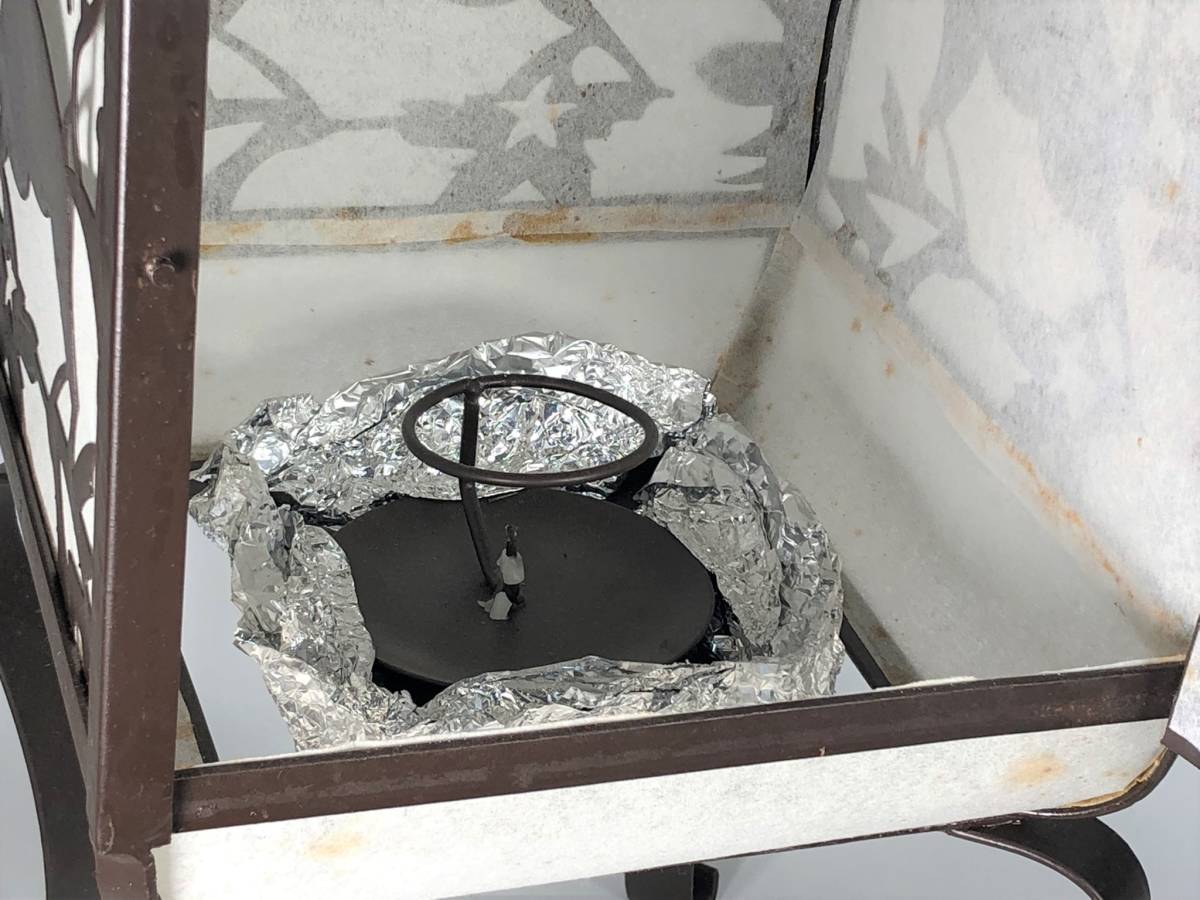 鹿透かし行燈 鉄行燈 燭台 ろうそく立て 古民具 高さ約62cm 【公式 