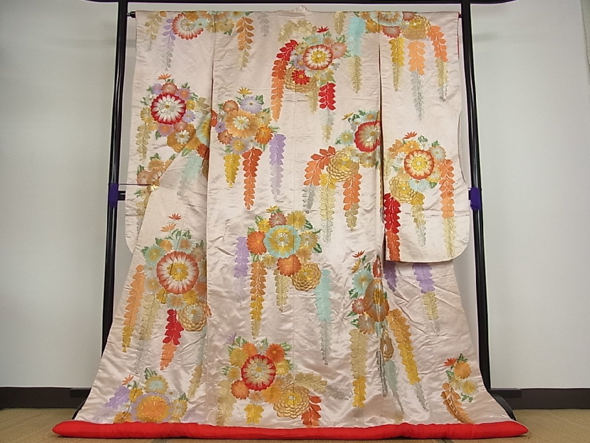 豪華絢爛 色打掛 金糸刺繍　正絹　婚礼　結婚式　花嫁　神社挙式　着物　和装　高級 平和屋着物□色打掛 和装 婚礼 結婚式 花嫁 神社挙式 総刺繍
