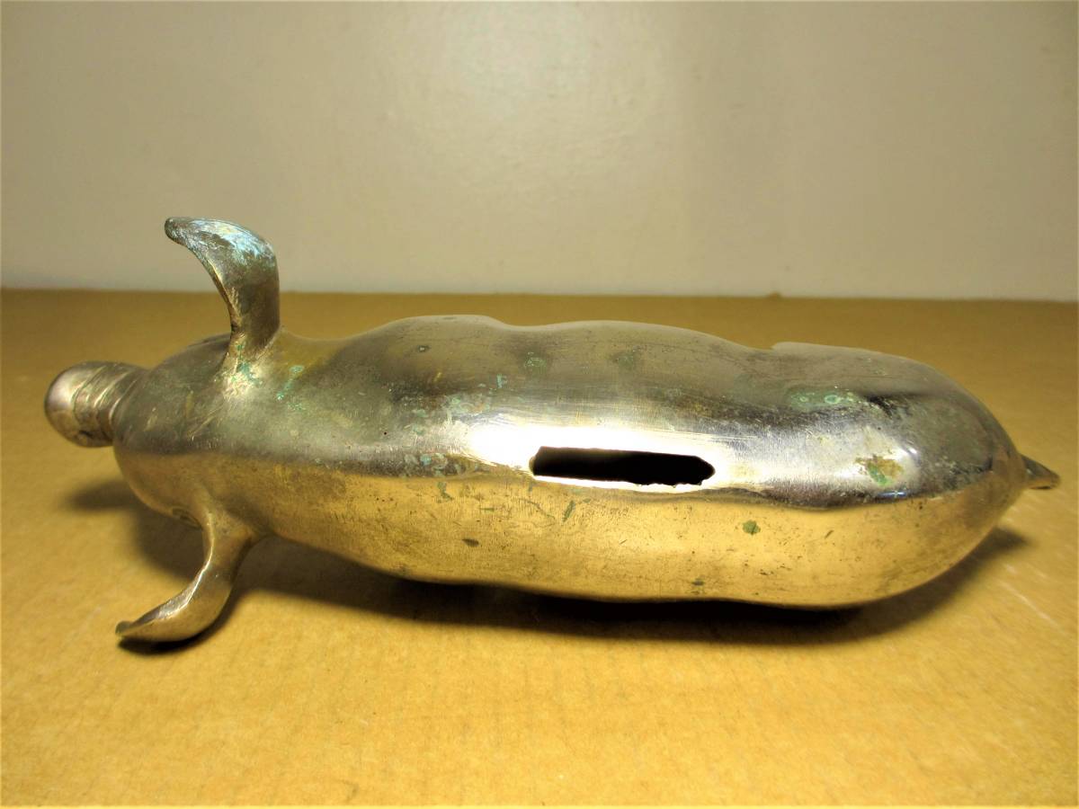 古い豚の貯金箱 真鍮製 重厚 開運 縁起物 置物(貯金箱)｜売買された 