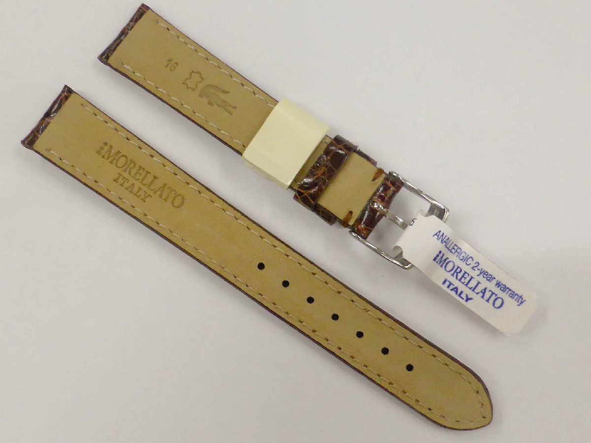 送料無料!!未使用保管品54★MORELLATO /モレラート 時計バンド ベルト ワニ革 16ｍｍ 茶系
