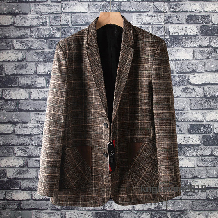 【本物保証，人気SALE】 P2773/56A 3XL程度 WOOL混 配色 格子柄 テーラージャケット 春秋 メンズ 2ボタン 織柄 スーツブレザー/ブラウン(XLサイズ以上)｜売買されたオークション情報、yahooの商品情報をアーカイブ公開 - オ XLサイズ以上