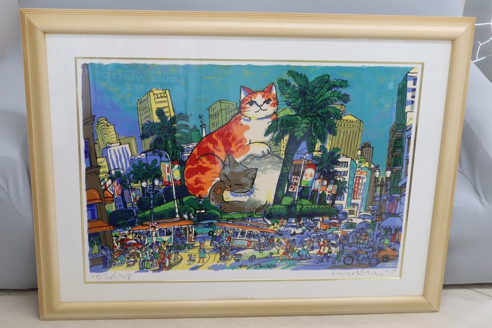 マイケル・ルー シルクスクリーン The Square 猫 風景画 絵画 ユニオン