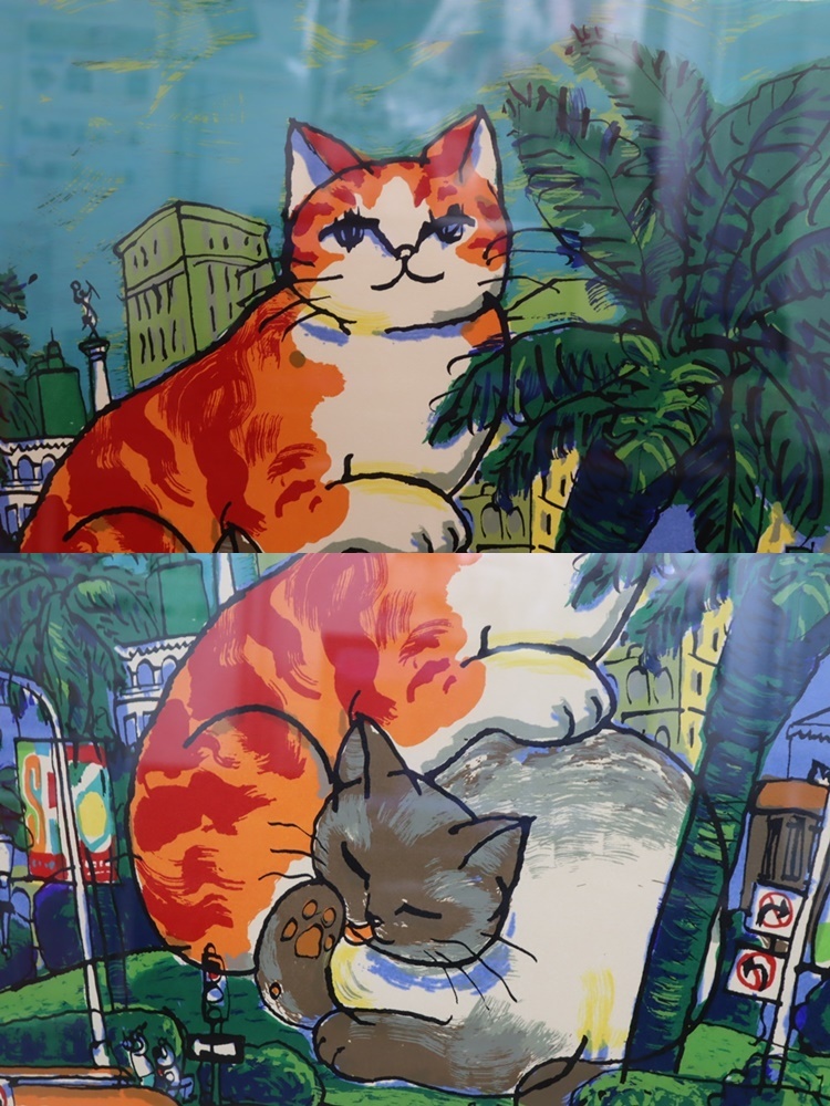 マイケル・ルー シルクスクリーン The Square 猫 風景画 絵画 ユニオン