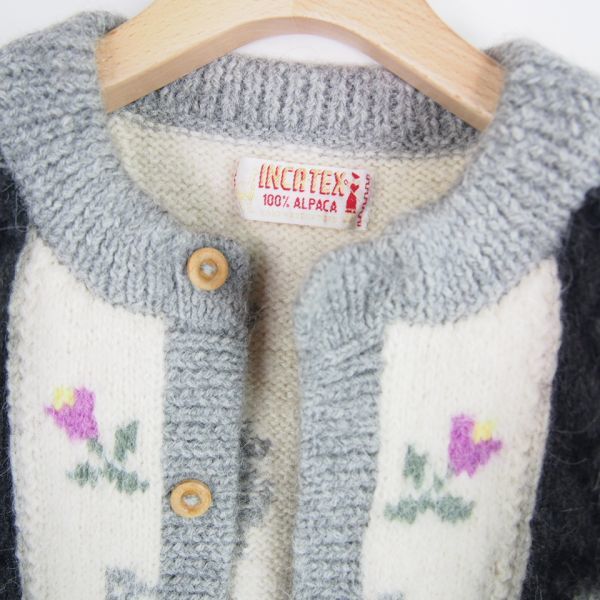 ペルー製*INCA-TEX ネイティブ柄アルパカニットカーディガン(Mサイズ 