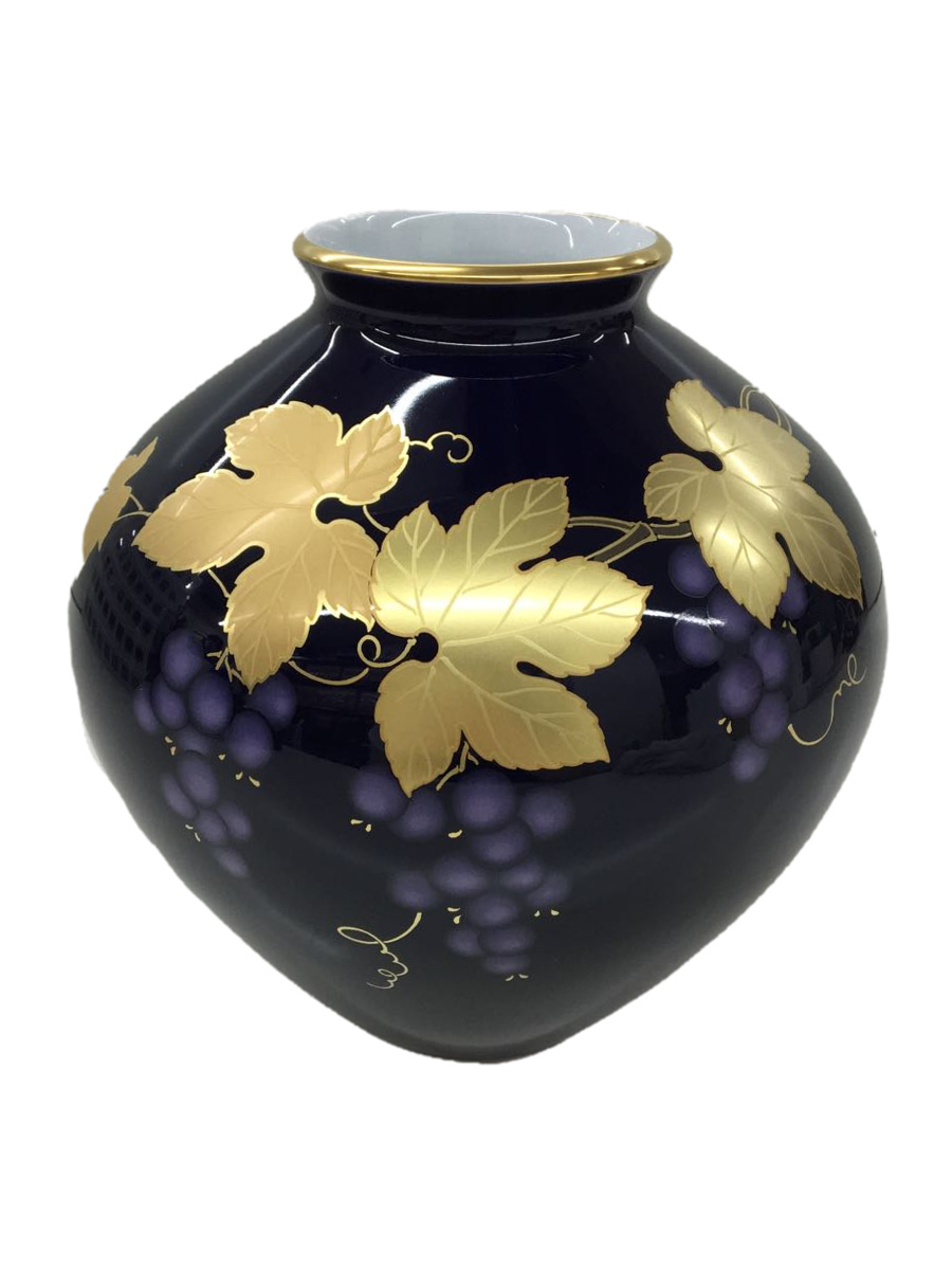 香蘭社◇コウランシャ/壷・花瓶/ルリ金彩葡萄/BLU/中古 ＞≪ 【公式通販】