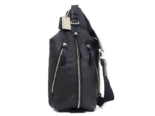 コーチ ボディバック トンプソン スリング レザー シボ革 ネイビー 1円 □美品□ COACH コーチ 70360 トンプソン レザー ボディバッグ