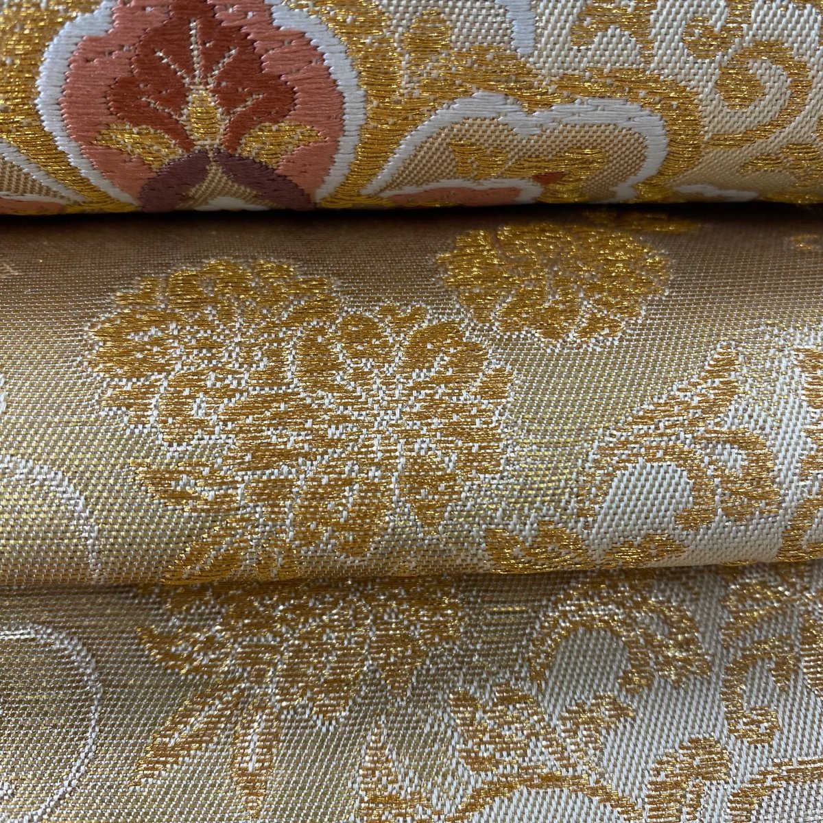 競ナビ】 袋帯 美品 秀品 華文 鳳凰 箔 金糸 金色 六通 正絹 【中古 