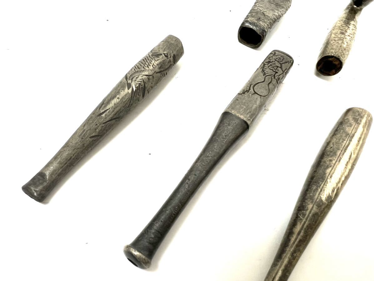 キセル まとめて 計約105g 純銀 刻印4本 煙管筒 喫煙具 喫煙道具