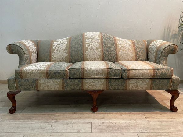 美品 ETHAN ALLEN 高級3人掛ソファ ファブリック 約40万円 アーム