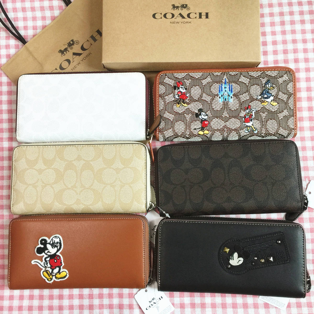 6点 COACH財布 コーチ長財布 ディズニーコラボ ミッキーミニー コーチ 