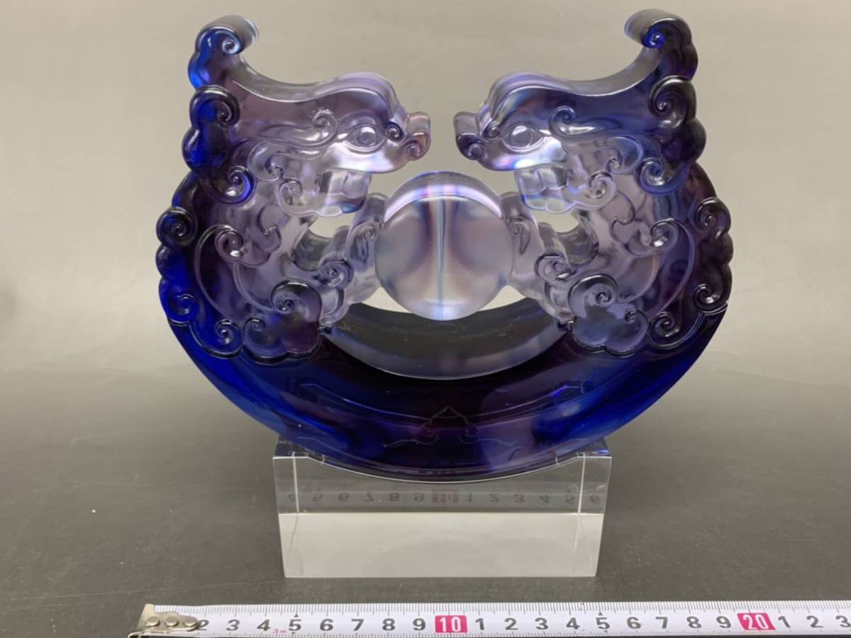琉園 tittot 双龍 台湾有名ガラス工芸 置物 オブジェ / 現状渡し