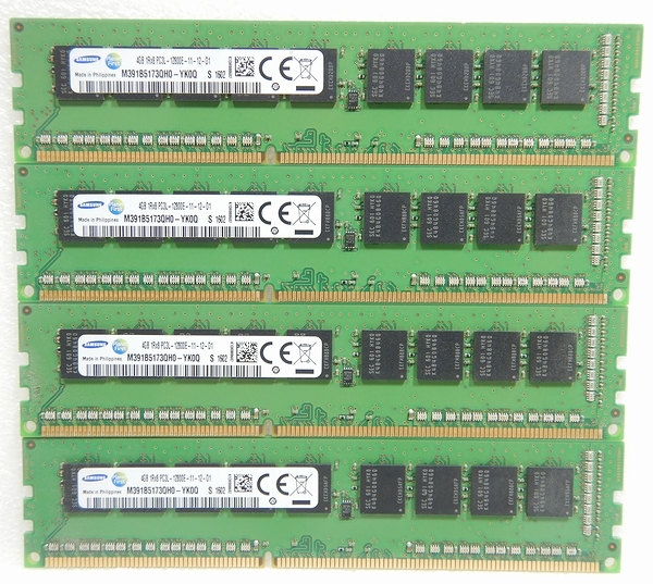 Samsung (16GB×4枚) DDR3L-1600 PC3サーバー用メモリ SAMSUNG PC3L-12800E DDR3L 4GB×4枚 合計16GB Samsung