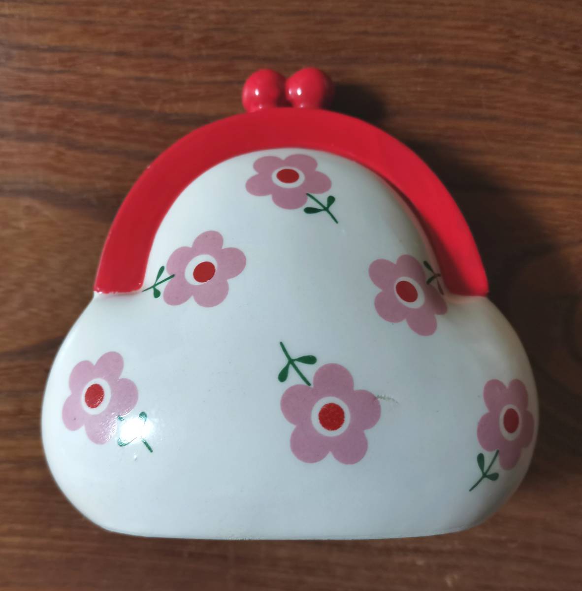 内藤ルネアンティーク陶器貯金箱がま口