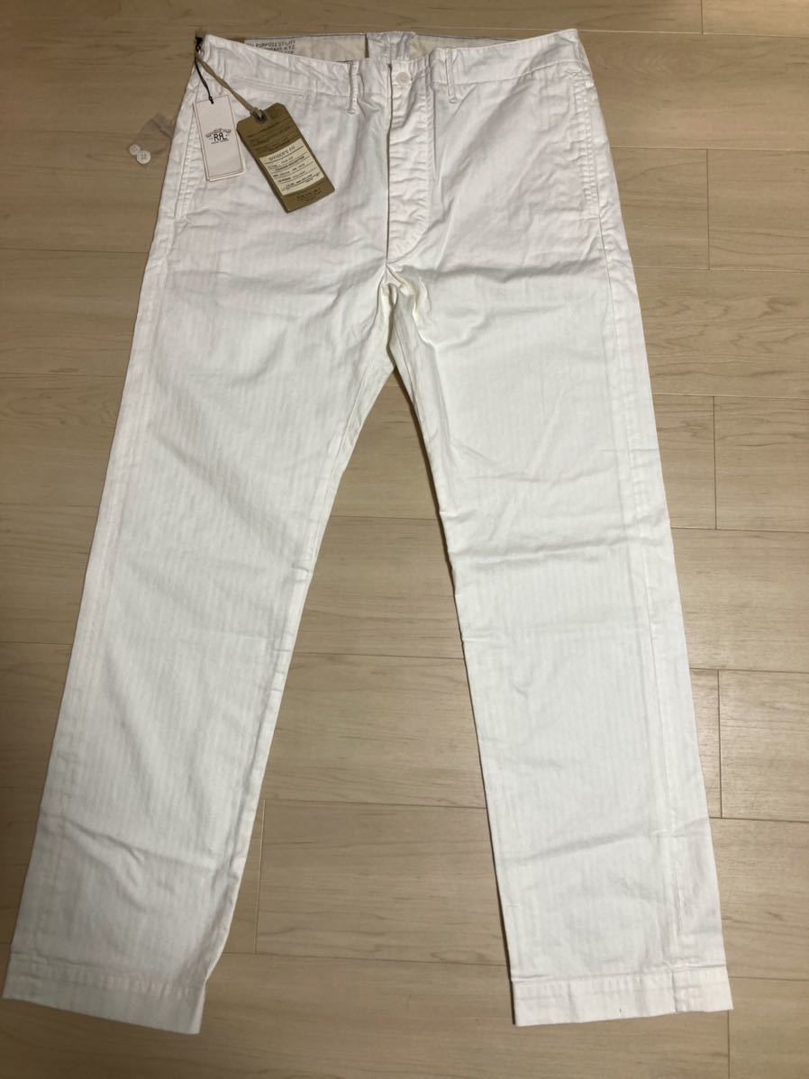RRL オフィサーズチノ ホワイト系 ヘリンボーン HBT W36 ダブルアール