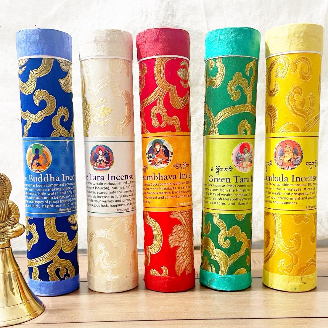 チベットの神々 お香セット 金襴ケース ハンドメイド ネパール スティック香_1