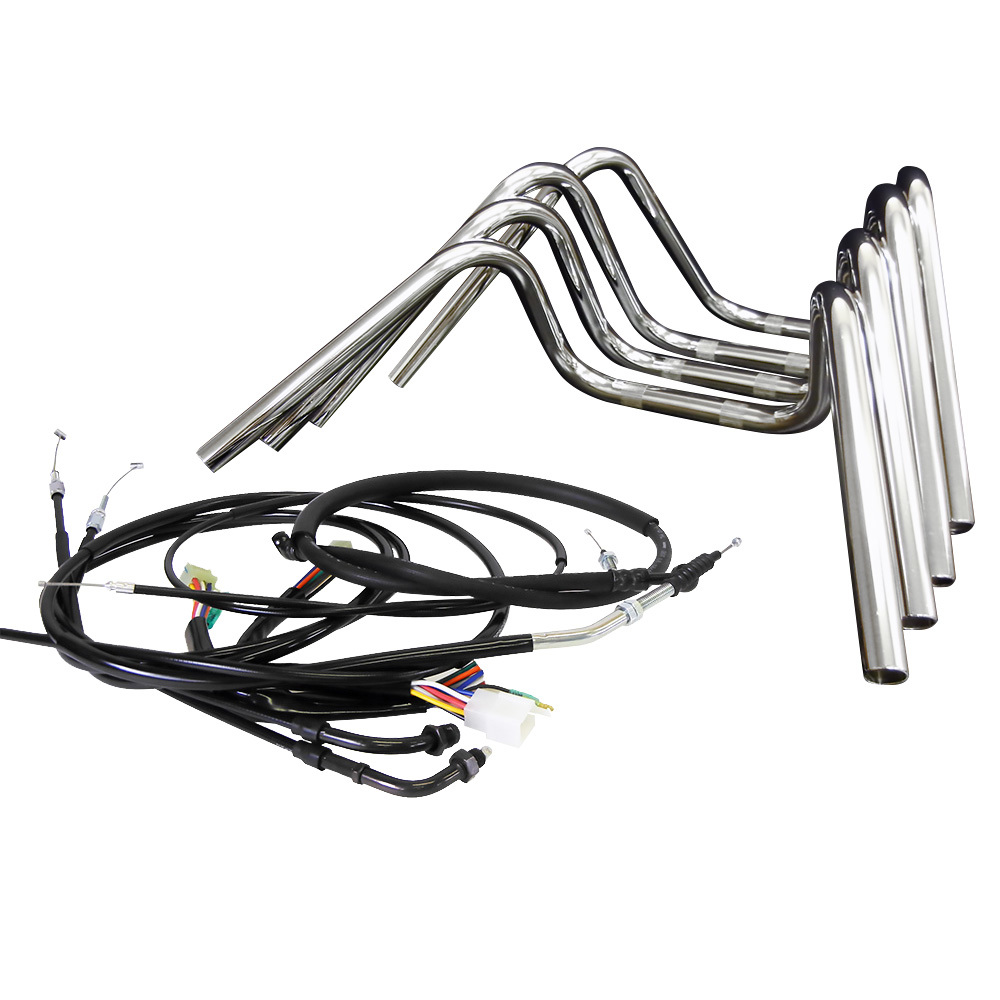 ホンダ CB400SF VTEC 1999-2003年/NC39 スーパーフォアアップハン絞りハンドル ブラックワイヤー+ラバーブレーキホース [メッキ/20cm]