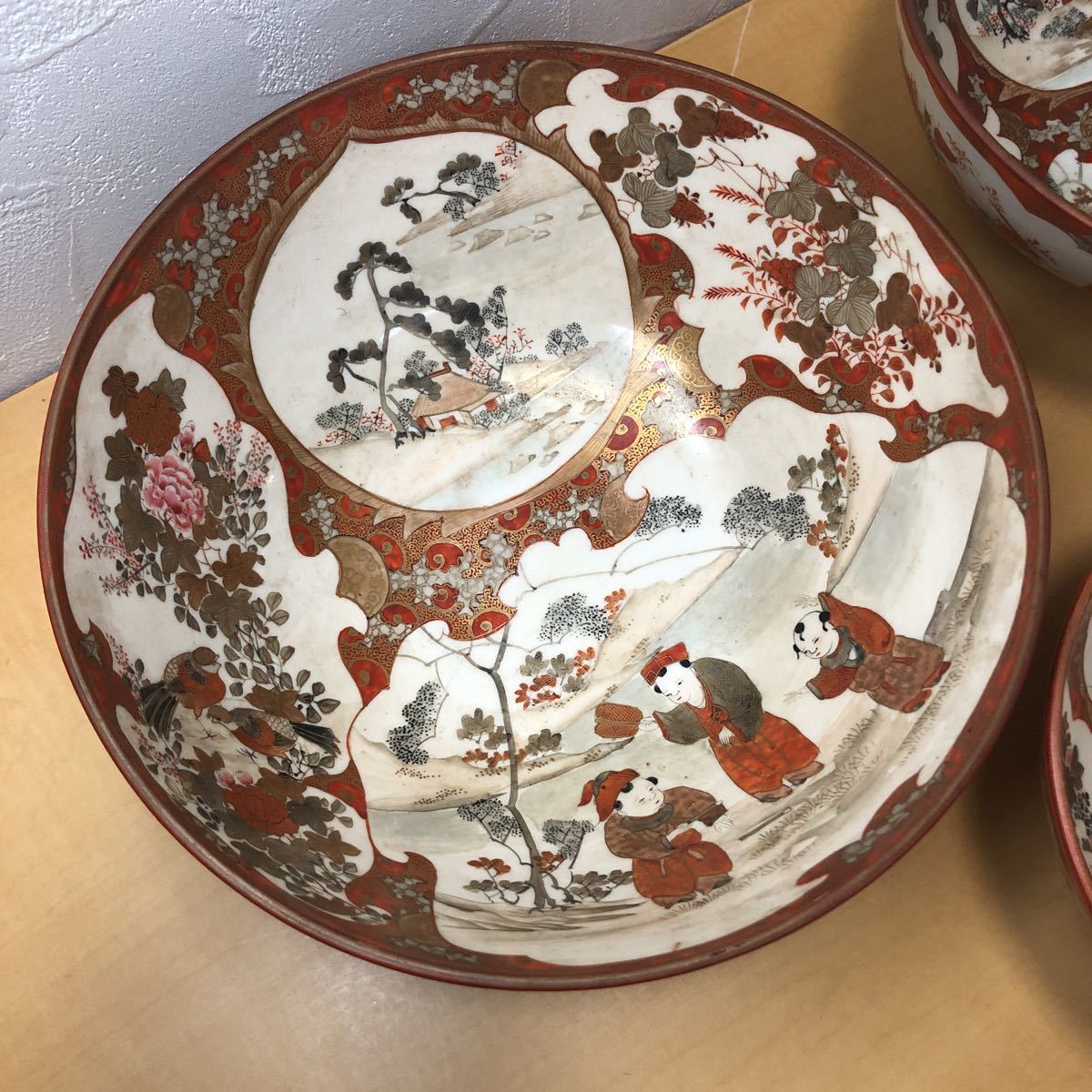 九谷焼の大きな鉢3枚 骨董 レトロ 【公式通販】