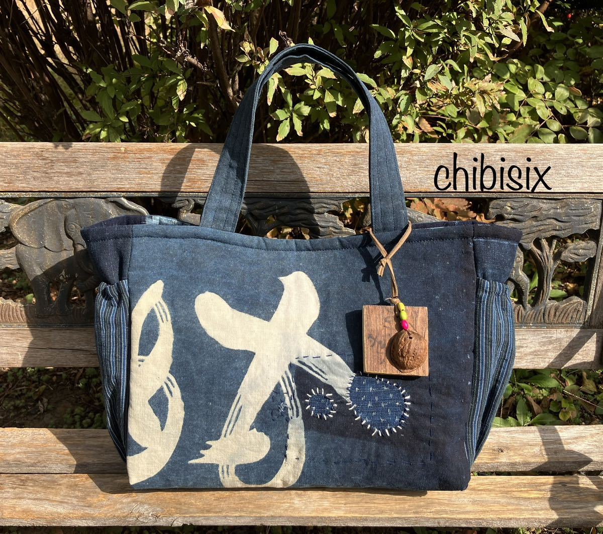 古布 chibisix バッグ 絣 リメイク 襤褸 ハンドメイド 刺し子 型染め 