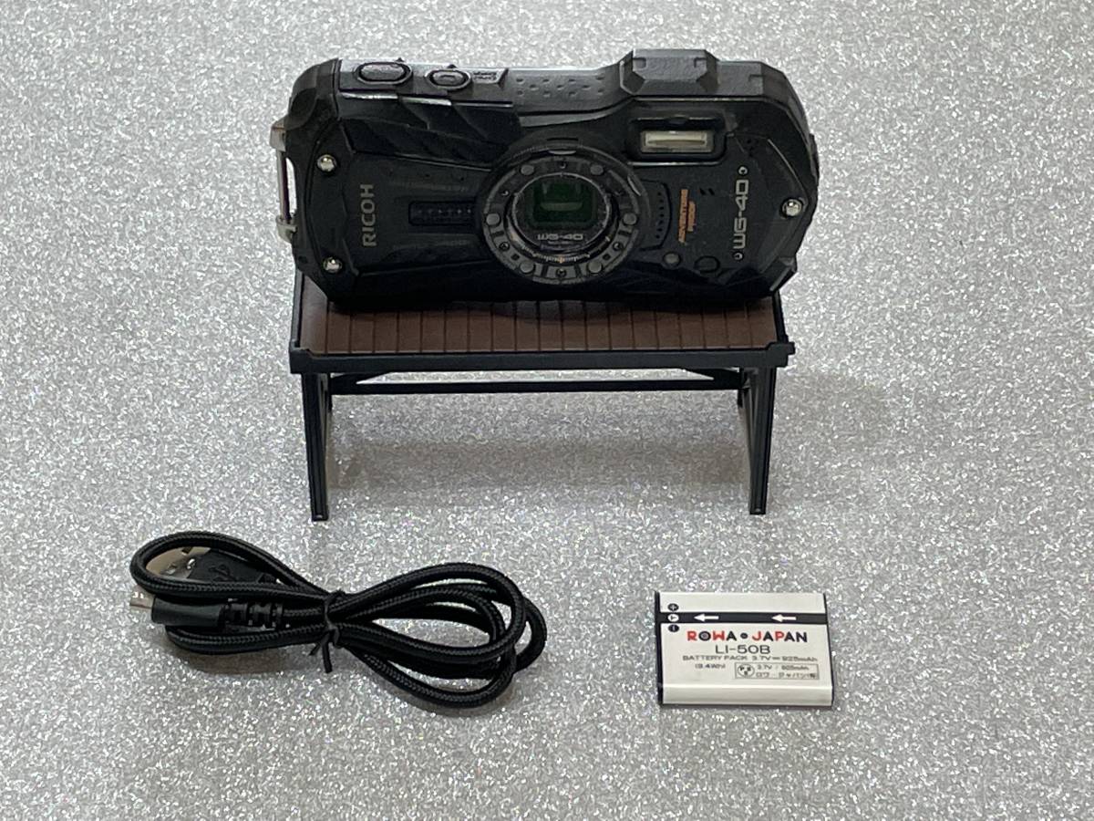 RICOH WG-40 BLACK 即使用可能 充電OK RICOH WG-40 ブラック M444の通販 -