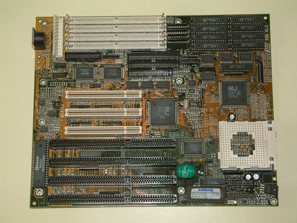 古い486ATマザーボード MSI MS4143 Socket3 ALi M1439/1445 バッテリー