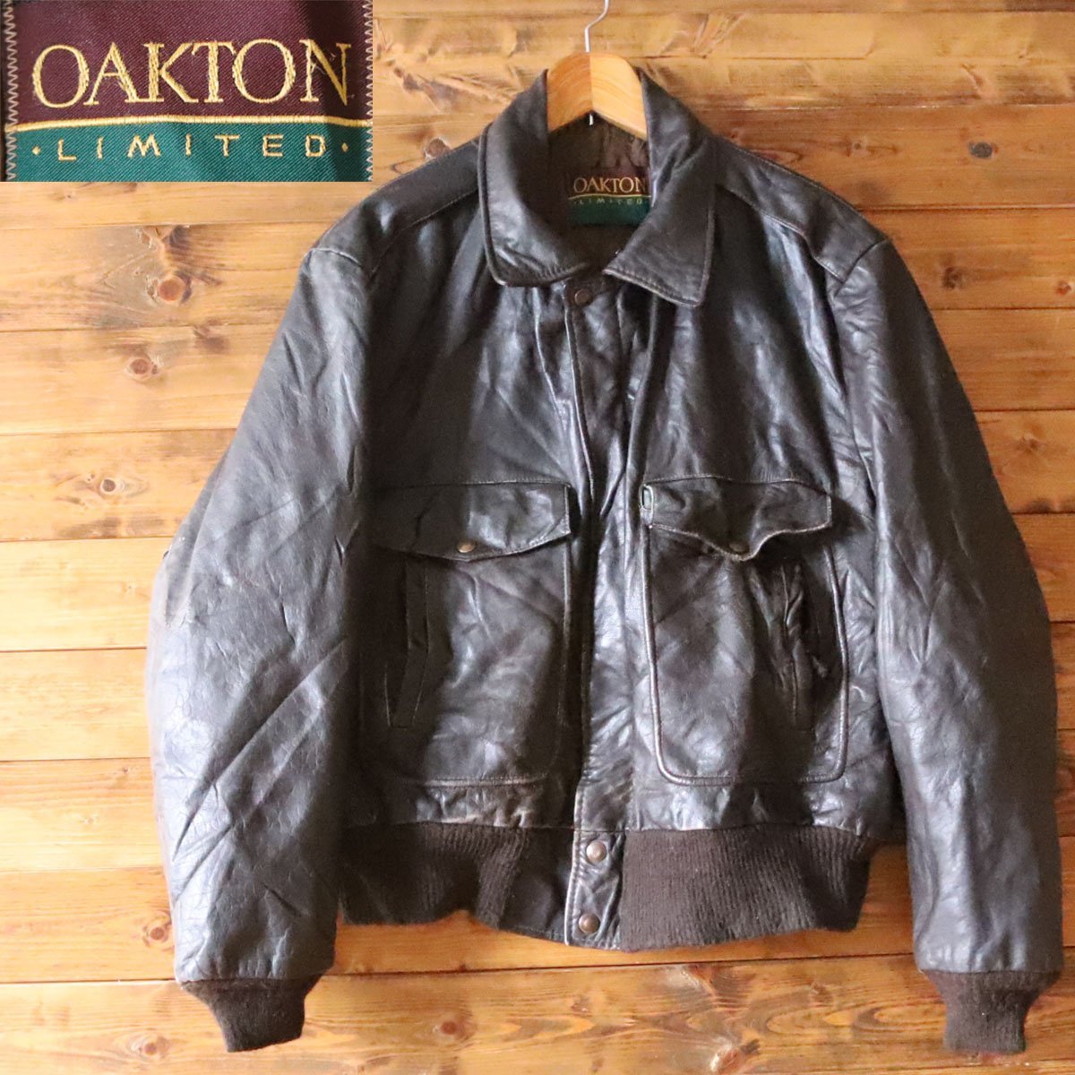 得価，豊富な K1/3.8 80s USA製 ビンテージ 本革 OAKTON レザーブルゾン フライトジャケット A-2 EMARジッパー L ブラウン 茶色 アメリカ古着(Lサイズ)｜売買されたオークション情報、yahooの商品情報をアーカイブ Lサイズ
