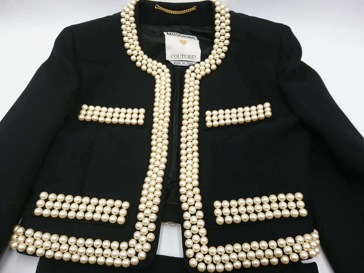 Y11-69 ★中古品★モスキーノクチュール MOSCHINO COUTURE スーツ★ | ELLE ファッション レディース モスキーノ創立40周年を4人のスタイリストが祝福！2024年春夏 MOSCHINO（モスキーノ）｜2019春夏NY、ロンドン、ミラノ、パリコレクション