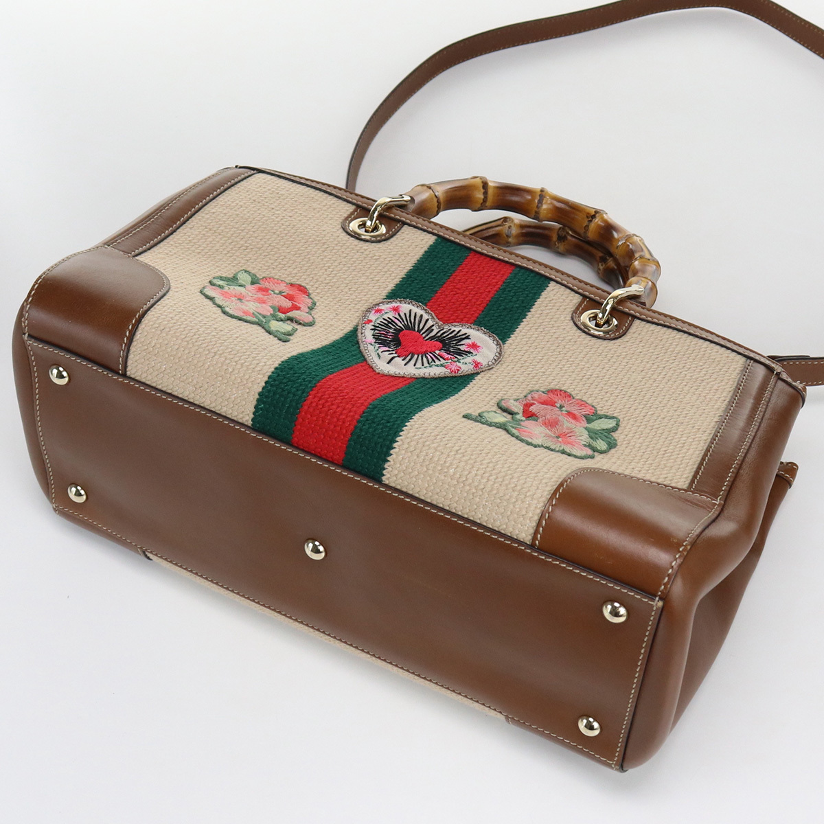 中古グッチGUCCI バンブーハンドバッグ ジャガード ブランド