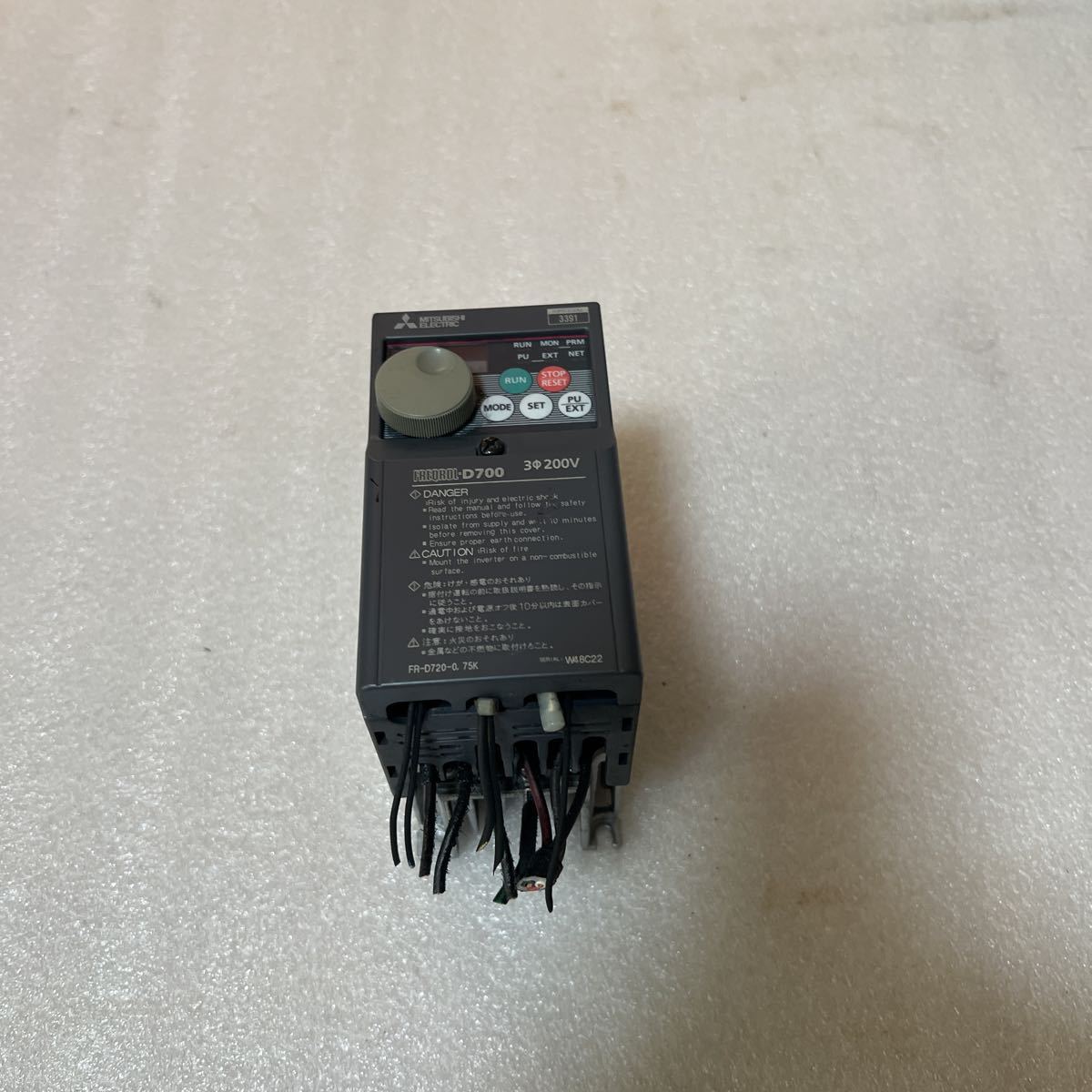 三菱電機インバーター FR-D720-0.75K動作保証 2019年製 3/3