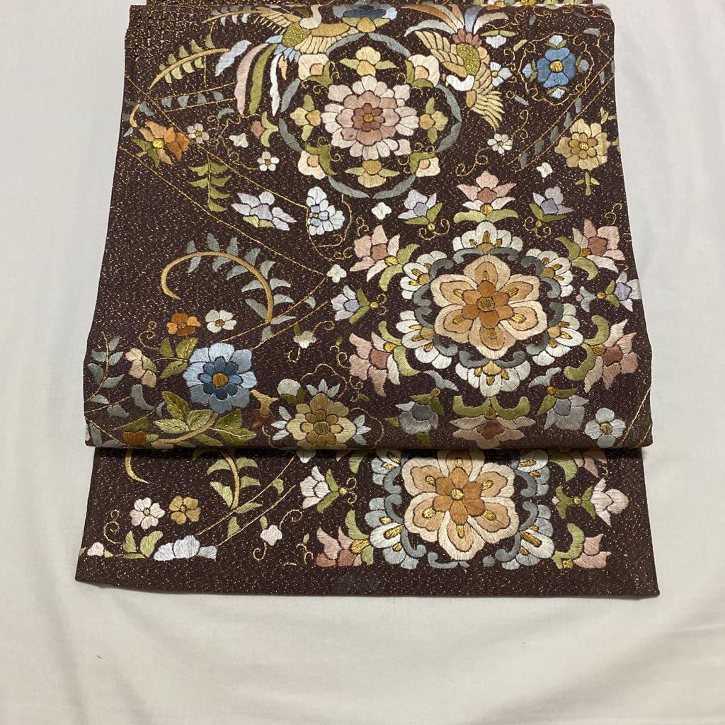 着物月花 総刺繍 汕頭刺繍 蘇州刺繍 金通し 艶やかな花鳥文様