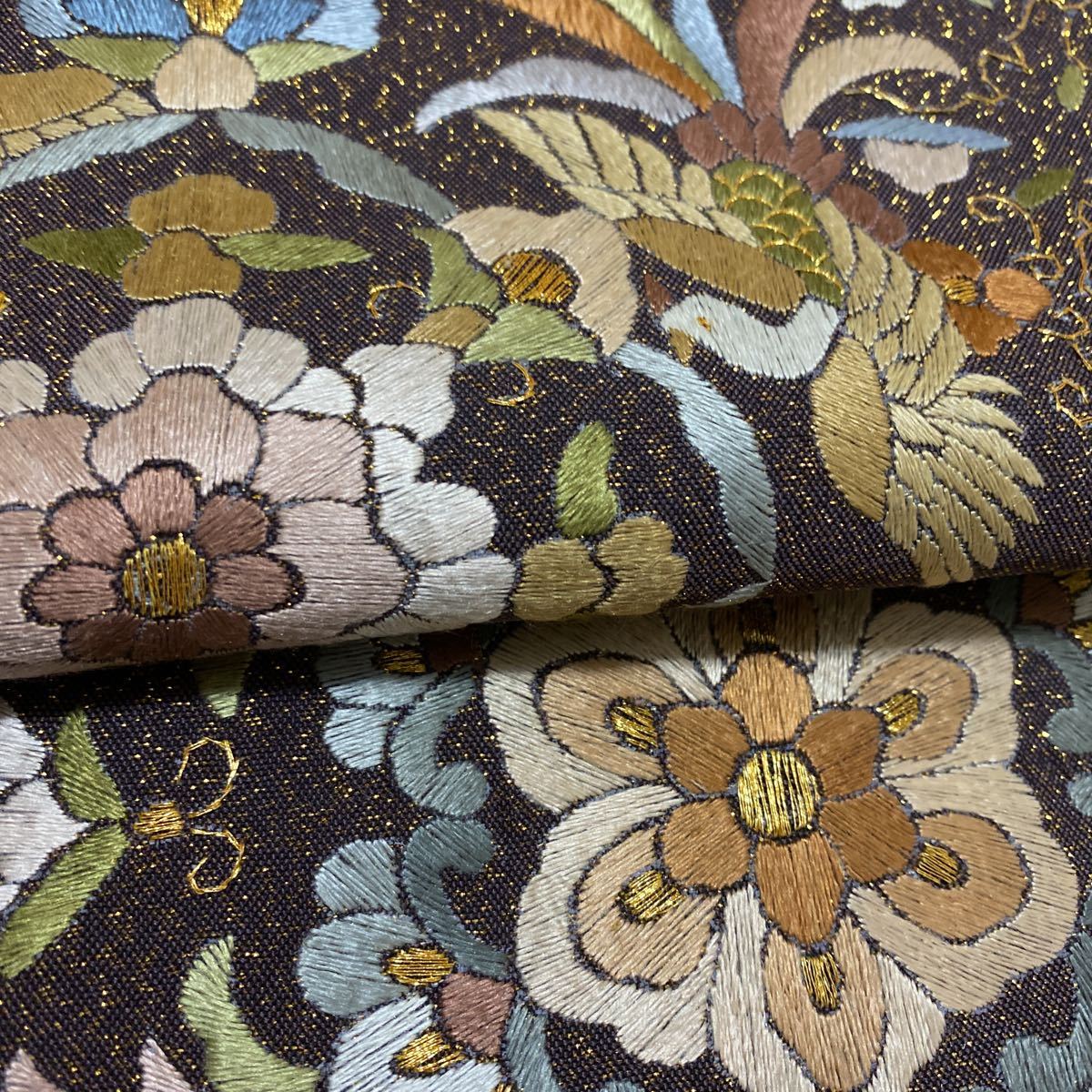 着物月花 総刺繍 汕頭刺繍 蘇州刺繍 金通し 艶やかな花鳥文様