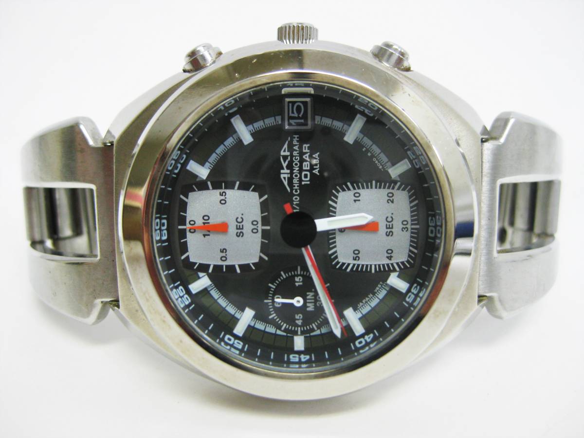 YT-B21-28】ALBA/アルバ V657-6030 AKA 1/10CHRONOGRAPH、クロノグラフ 