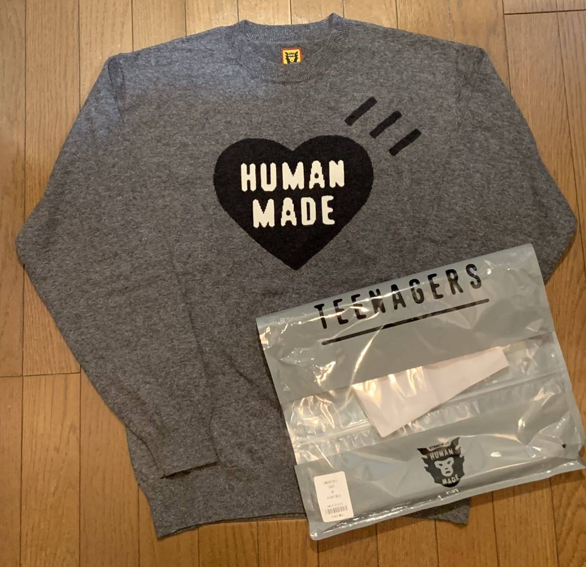 新作入荷，最新作 公式オンライン購入品 2022秋冬 HUMAN MADE ヒューマンメイド ハート ニット グレー Mサイズ(Mサイズ)｜売買されたオークション情報、yahooの商品情報をアーカイブ公開 - オークファン Mサイズ