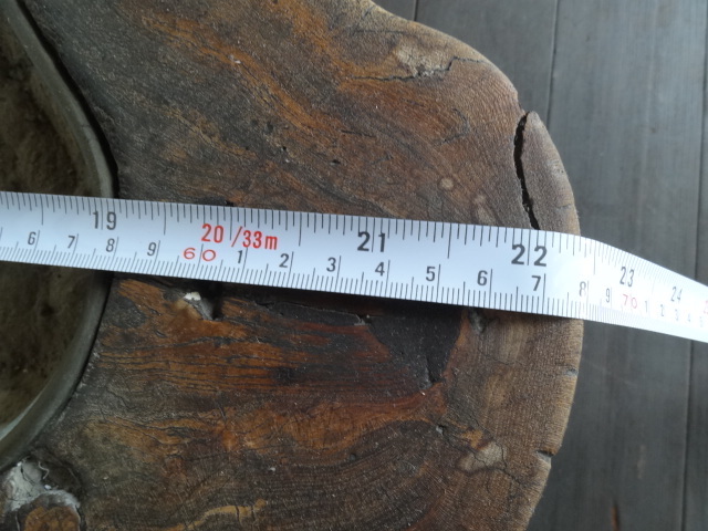●切株 火鉢 囲炉裏 手あぶり 大型 93cm×68cm 高さ28cm 天然木 欅? 重厚感 レトロ アンティーク●_9