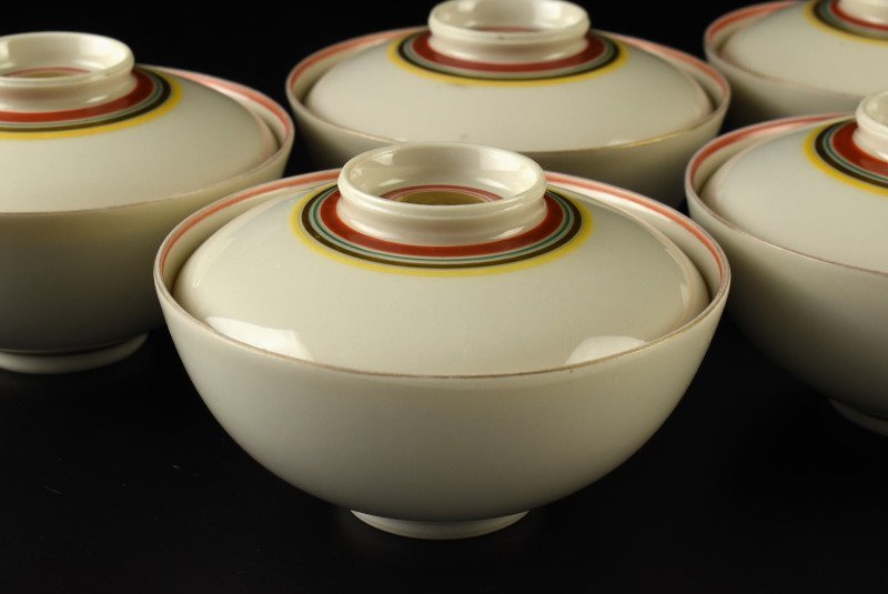 五客組 茶道具 色絵蓋付茶碗 Antique 金彩古伊万里 小丼 茶碗蒸し器