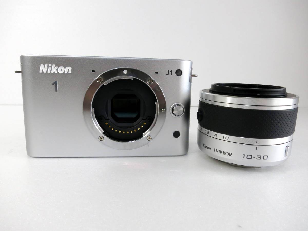 Nikon 1 J1 本体 10-30mm レンズキット　ジャンク品 □NIKON 1 J1 シルバー 10-30mmレンズキット 動作未確認 ジャンク