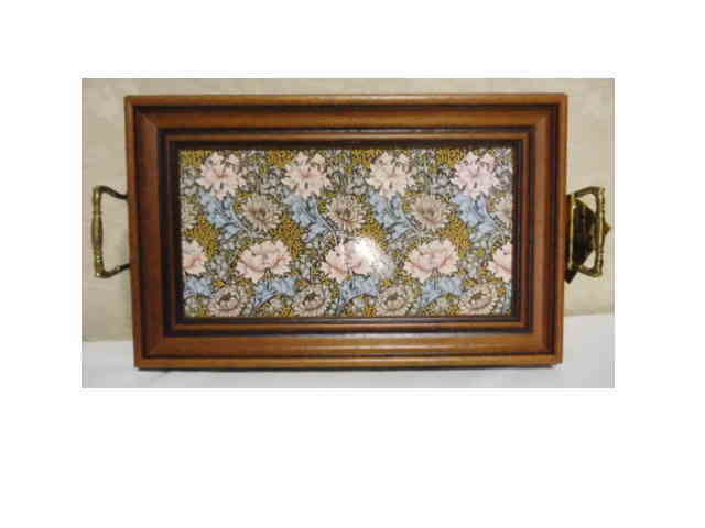 Tea Victorian Tilecrafts | VTG Floral Tray 0 Tiles Staffordshire 