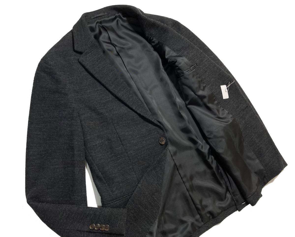 55481 新品▼ ユナイテッドアローズ　ウール混紡　ニット素材　２Ｂテーラードジャケット　UNITED ARROWS　Ｄグレー(XL)