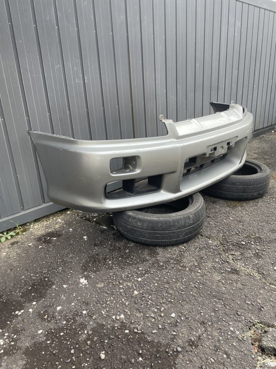 日産 ER34 スカイライン 純正フロントバンパー シルバー 外装 R34 