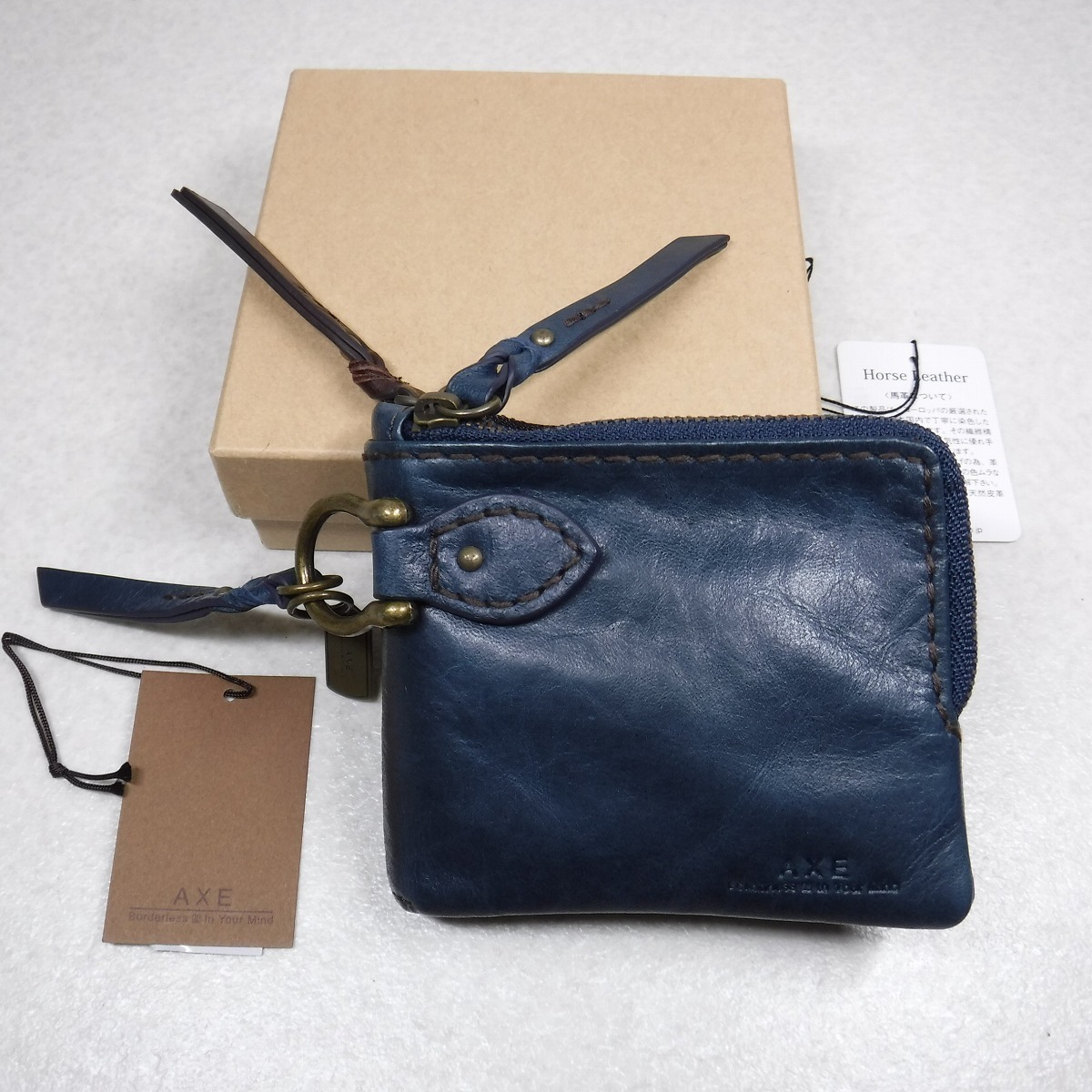 QQ314 AXE アックス 定価12100円 馬革 Lファスナー二つ折り財布 ウォレット 箱付き新品 紺 603612 フジタカ製造イケテイ製  ネイビー(二つ折り財布（小銭入れあり）)｜売買されたオークション情報、Yahoo!オークション(旧ヤフオク!) の商品情報をアーカイブ公開 - オーク  ...