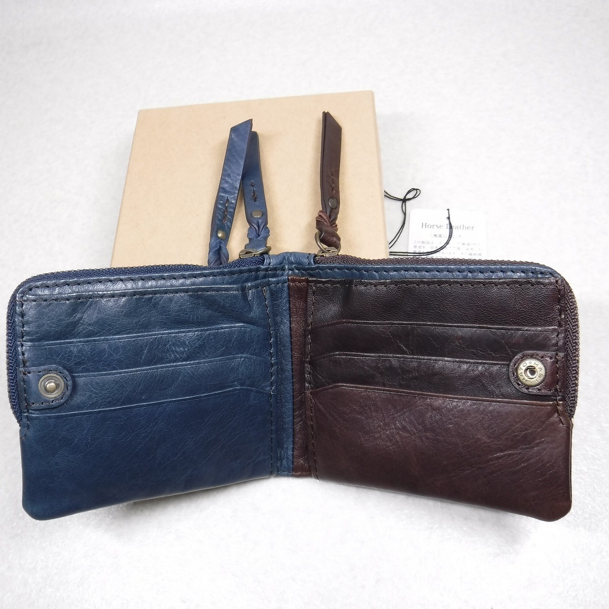 QQ314 AXE アックス 定価12100円 馬革 Lファスナー二つ折り財布 ウォレット 箱付き新品 紺 603612 フジタカ製造イケテイ製  ネイビー(二つ折り財布（小銭入れあり）)｜売買されたオークション情報、Yahoo!オークション(旧ヤフオク!) の商品情報をアーカイブ公開 - オーク  ...