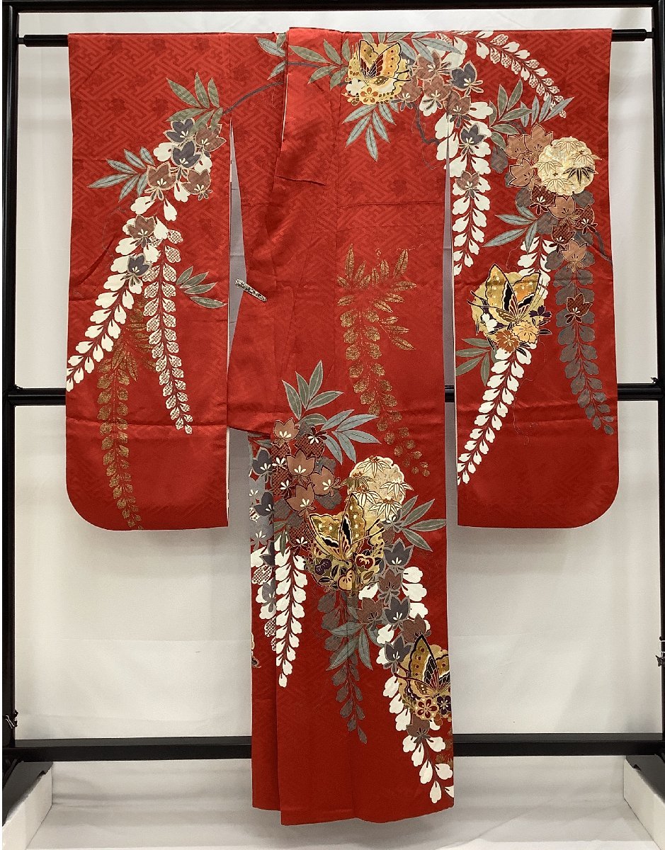 ◎mk-2038 アンティーク 引き振袖 お引きずり 金駒刺繍 7-24 平和屋着物
