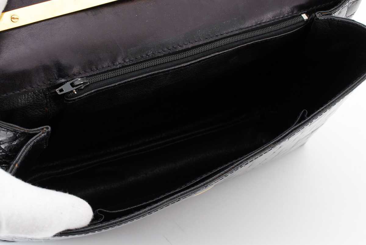 A-3　1円スタート　クロコダイル シャイニング加工　ネイビー　ハンドバッグ ビジネスバッグ クロコダイル 1円スタート シャイニング加工 美品 最安値 チェーンバッグ