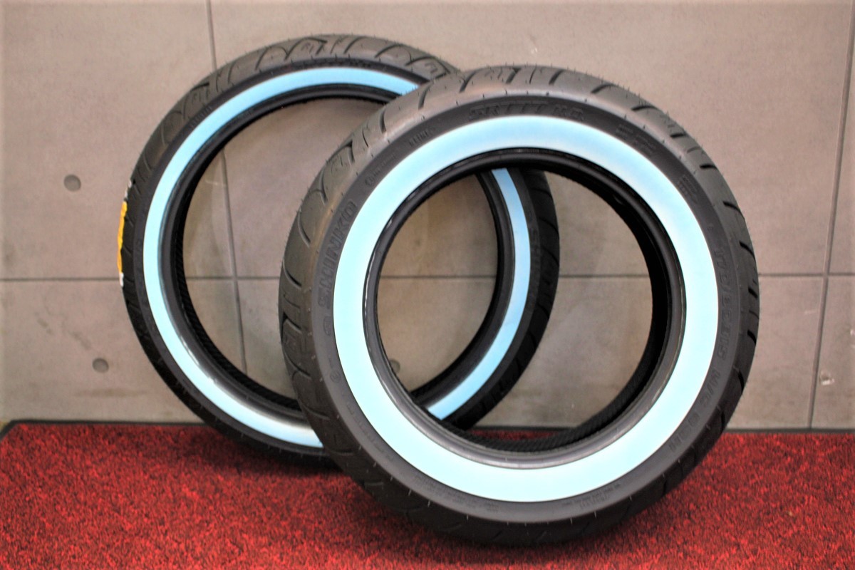 ★送料無料★新品前後タイヤセット★ドラッグスター400★ホワイトリボン★ホワイトウォール★シンコー★SR777★F100/90-19★R170/80-15★