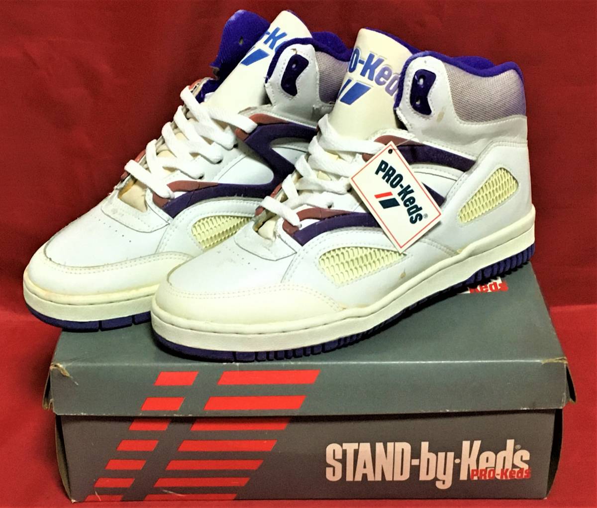 90s レア PRO-Keds MK-151 9 27cm 白/紫 スタンド バイ プロケッズ