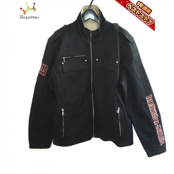 ハーレーダビッドソン HARLEY DAVIDSON ブルゾン サイズL - 黒×グレー 