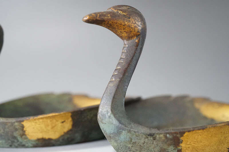 秦蔵六 瑞鳥 莨皿 メルカリ 四世 塗金銅床置 緑和