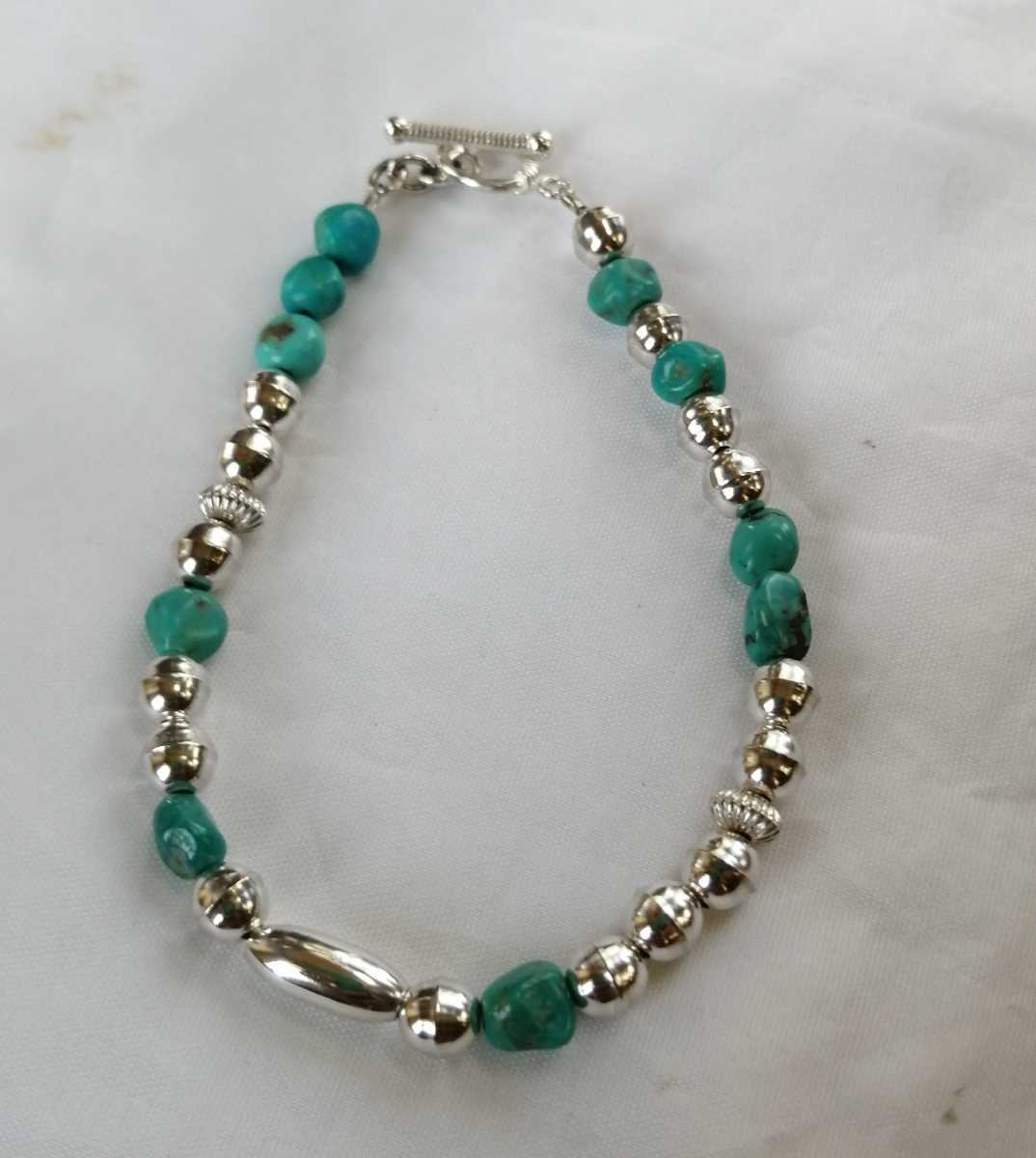 シルバー925 天然ターコイズ ブレスレット　インディアン